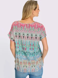 Chemisier à manches courtes en viscose extensible imprimé