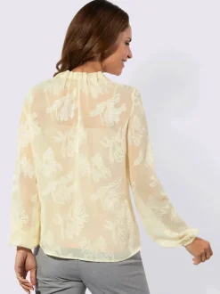 Chemisier à manches longues avec col montant et motif jacquard
