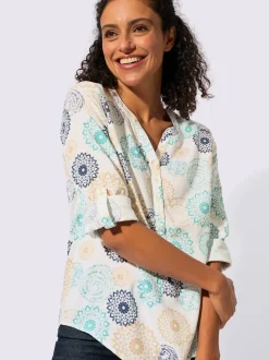 Chemisier à manches longues en viscose à imprimé floral