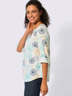 Chemisier à manches longues en viscose à imprimé floral