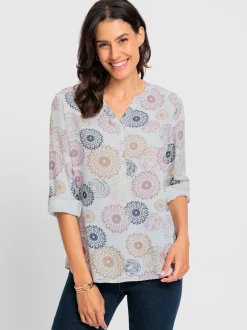 Chemisier à manches longues en viscose à imprimé floral