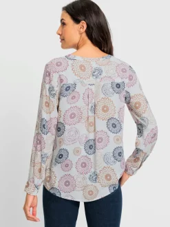 Chemisier à manches longues en viscose à imprimé floral