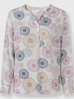 Chemisier à manches longues en viscose à imprimé floral
