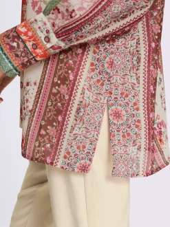 Chemisier à motif floral avec col chemise et manches longues