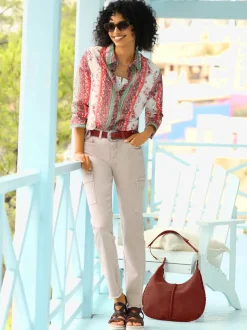Chemisier à motif floral avec col chemise et manches longues