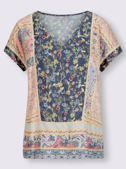 Chemisier à motif floral avec col en V et manches courtes