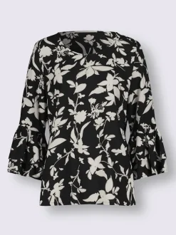 Chemisier à motif floral manches volants en viscose douce