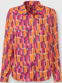 Chemisier à motifs graphiques col chemise manches longues