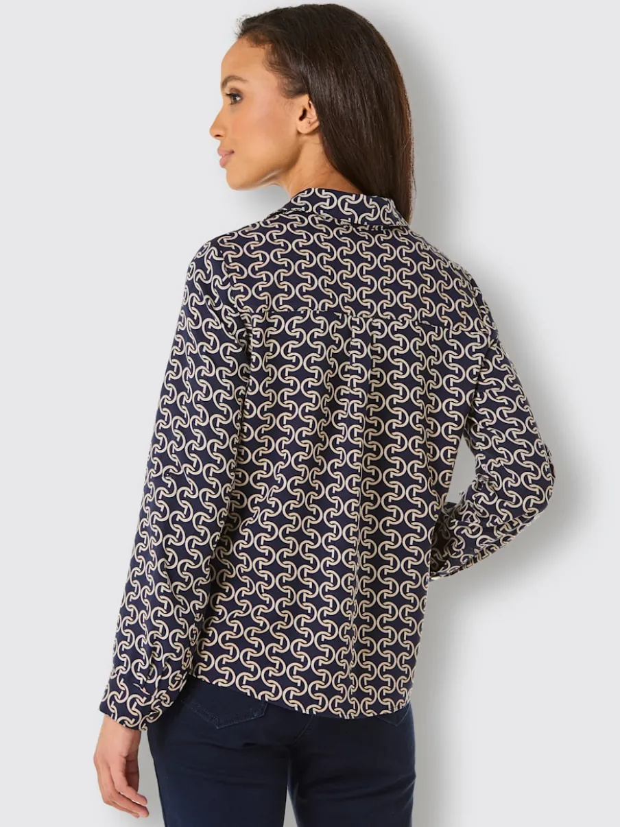 Chemisier pur lyocell col classique à motifs géométriques