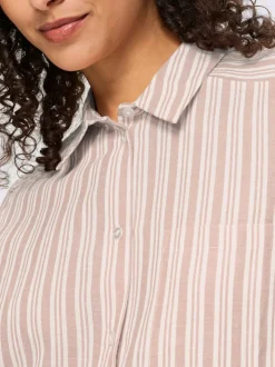Chemisier rayé à col chemise et manches longues avec poche poitrine