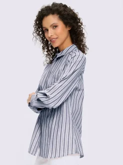 Chemisier rayé à col chemise et manches longues avec poche poitrine