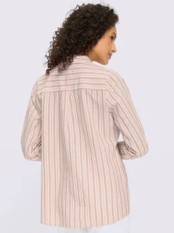 Chemisier rayé à col chemise et manches longues avec poche poitrine