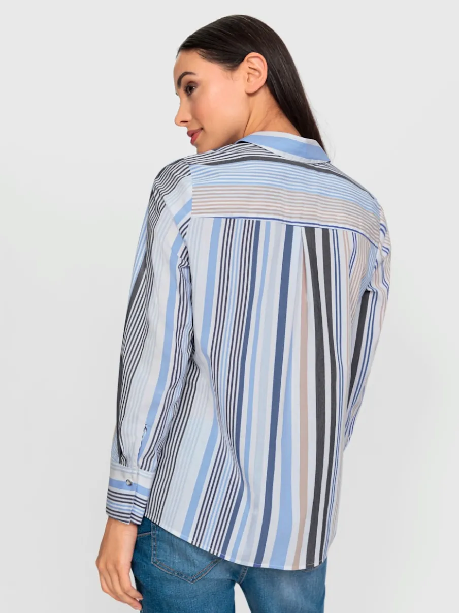 Chemisier rayé à col chemise et manches longues