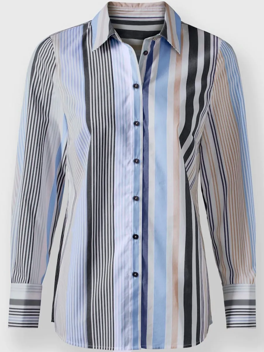 Chemisier rayé à col chemise et manches longues