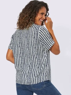 Chemisier à rayures avec col chemise et manches courtes