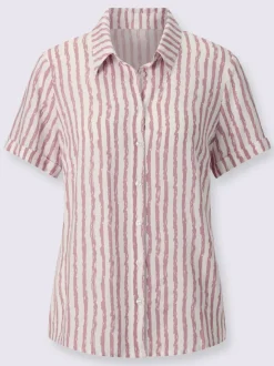 Chemisier à rayures avec col chemise et manches courtes
