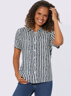 Chemisier à rayures avec col chemise et manches courtes