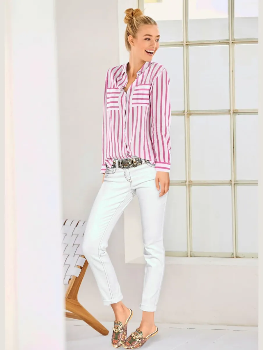 Chemisier à rayures avec col chemise et manches longues