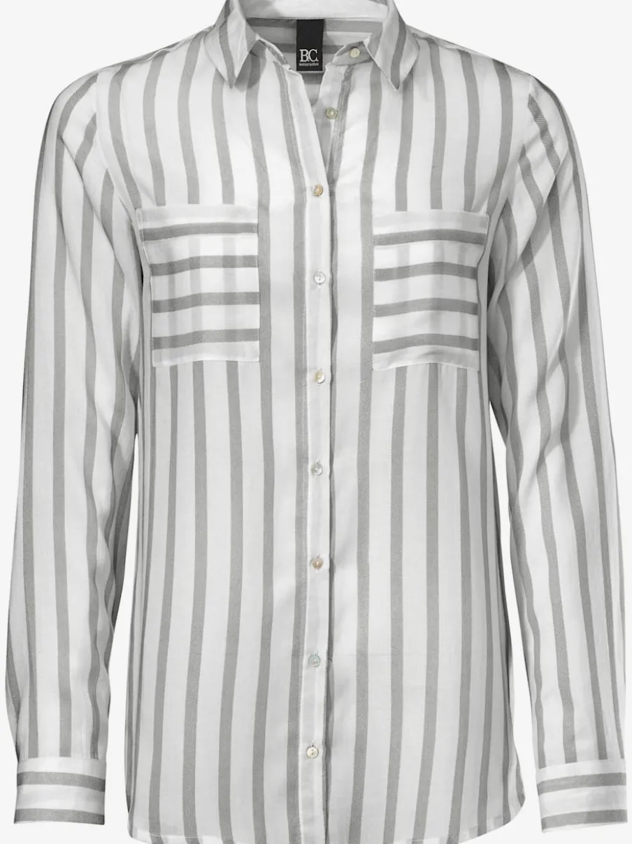 Chemisier à rayures avec col chemise et manches longues