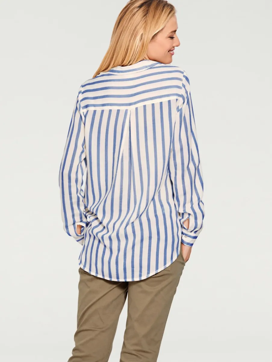 Chemisier à rayures avec col chemise et manches longues
