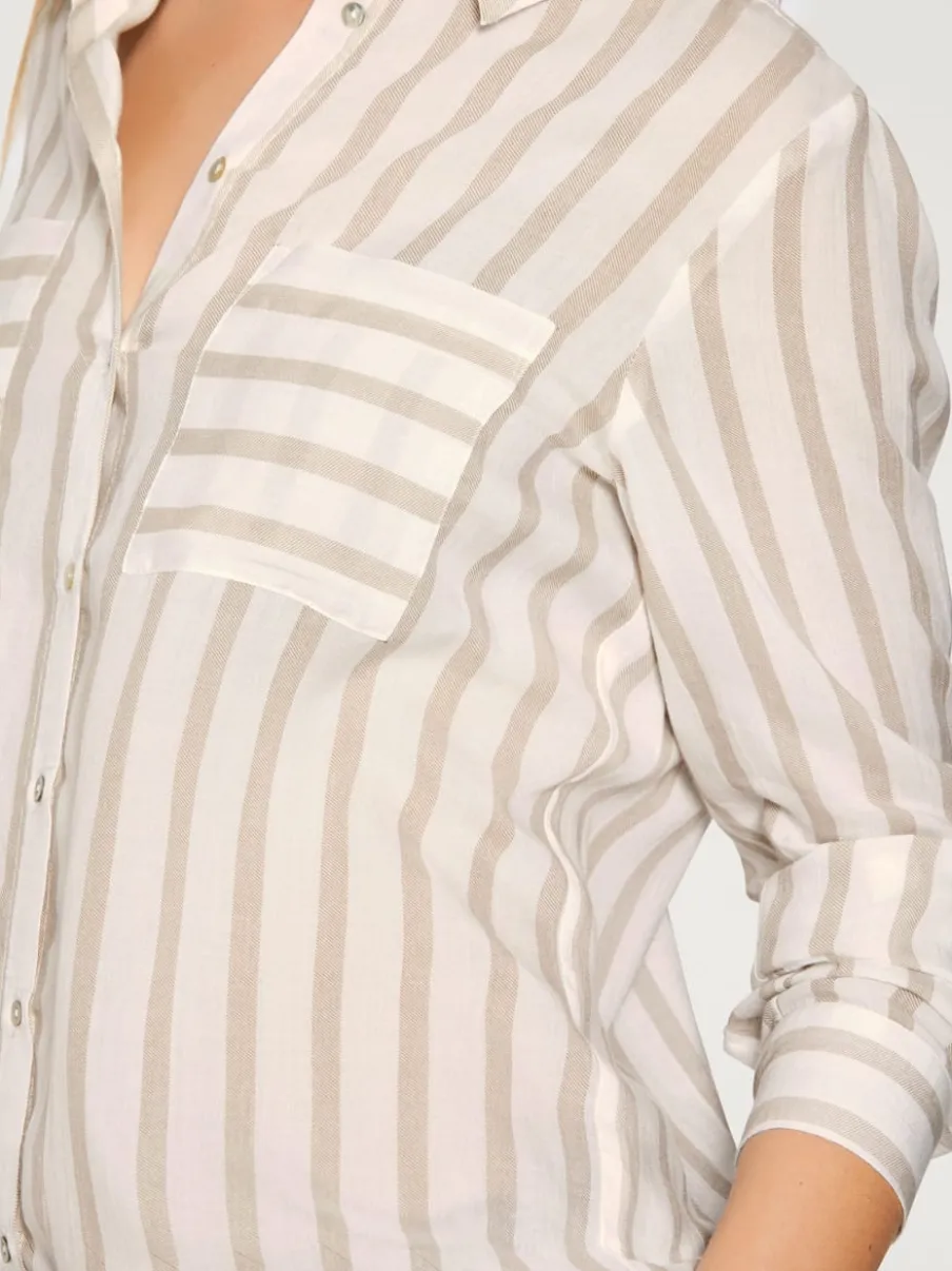 Chemisier à rayures avec col chemise et manches longues