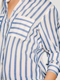Chemisier à rayures avec col chemise et manches longues