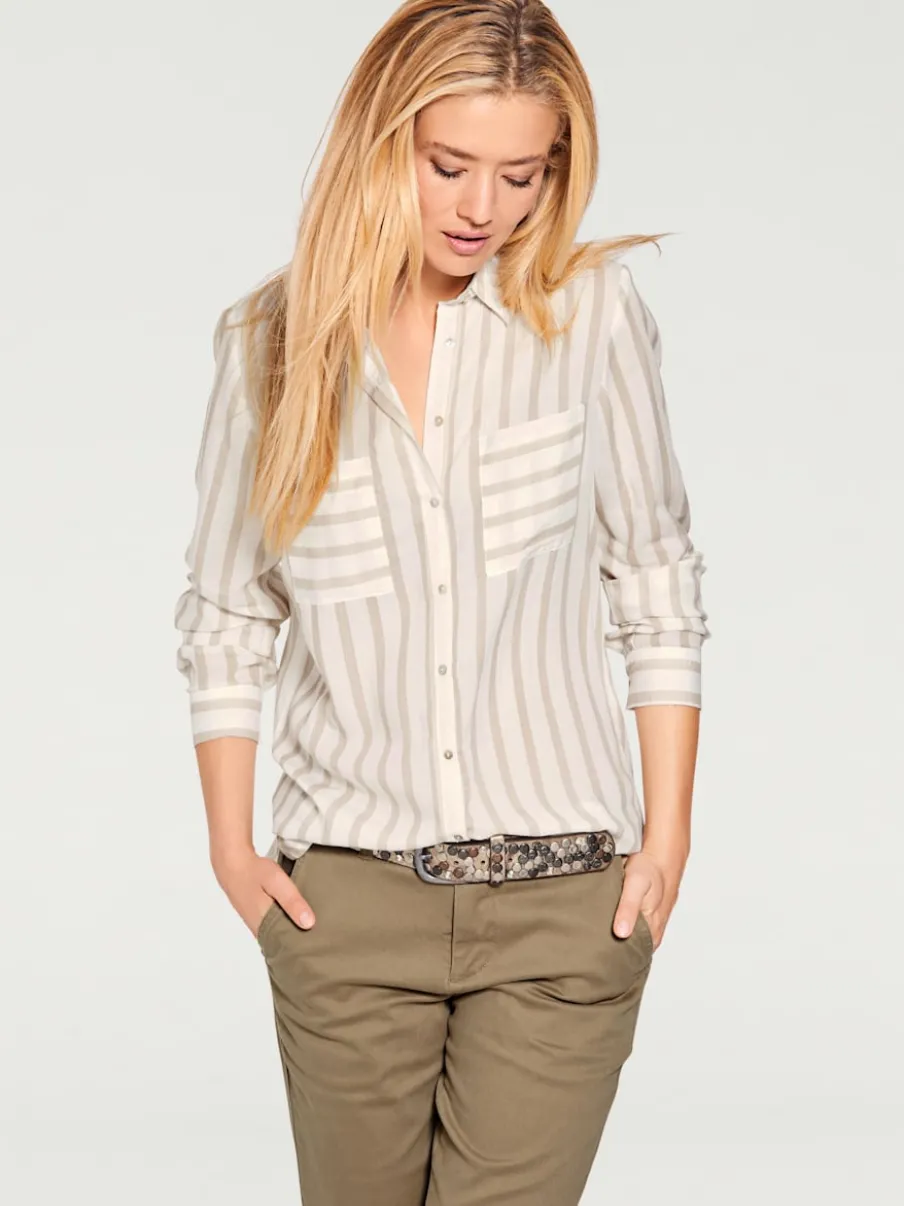 Chemisier à rayures avec col chemise et manches longues