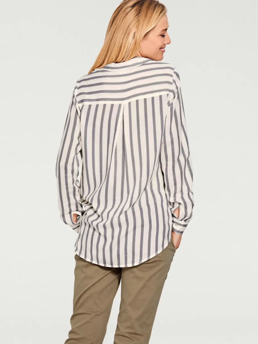 Chemisier à rayures avec col chemise et manches longues