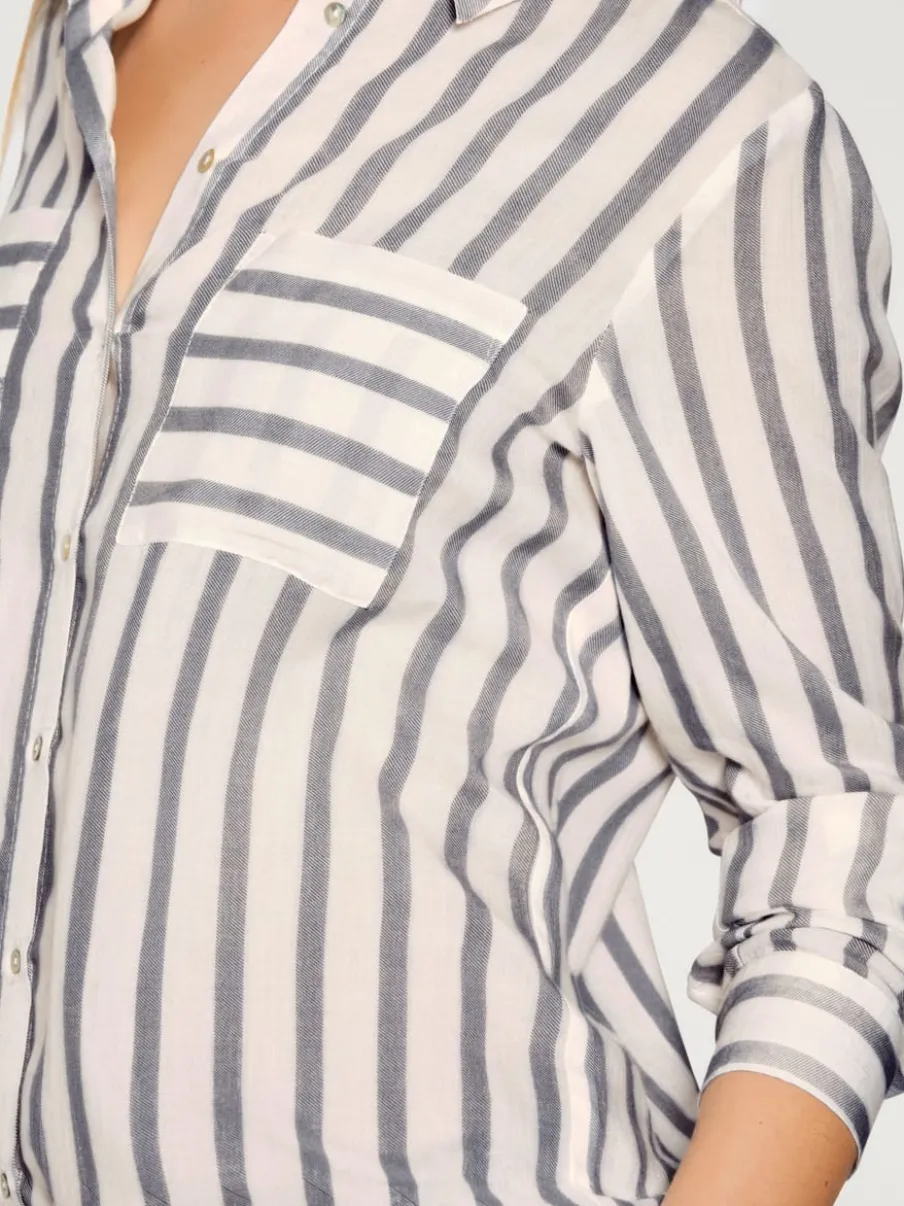 Chemisier à rayures avec col chemise et manches longues