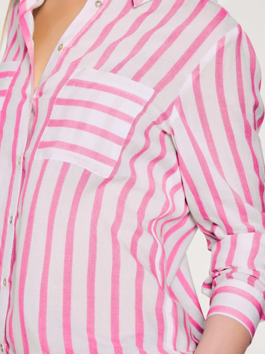 Chemisier à rayures avec col chemise et manches longues
