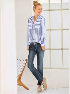 Chemisier à rayures avec col chemise et manches longues