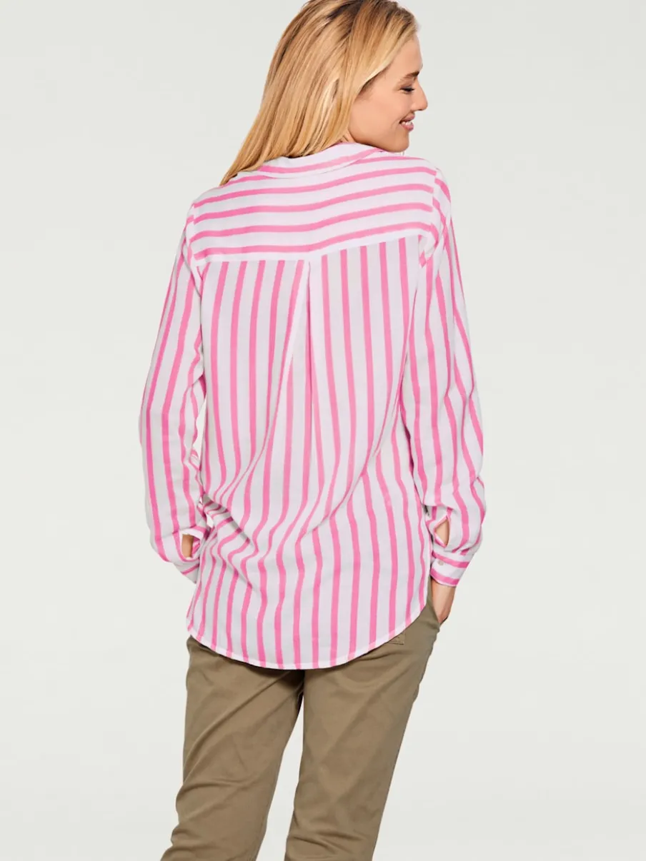 Chemisier à rayures avec col chemise et manches longues