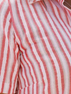 Chemisier à rayures col chemise patte de boutonnage