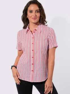 Chemisier à rayures col chemise patte de boutonnage