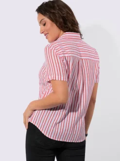 Chemisier à rayures col chemise patte de boutonnage