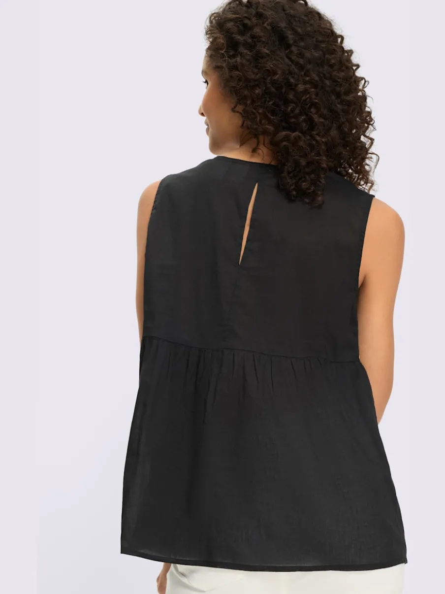 Chemisier sans manches avec encolure en V et broderie