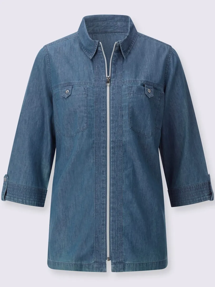 Chemisiers en jean avec col chemise et poches