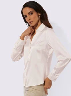 Chemisiers en satin avec col chemise et manches longues