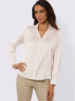 Chemisiers en satin avec col chemise et manches longues