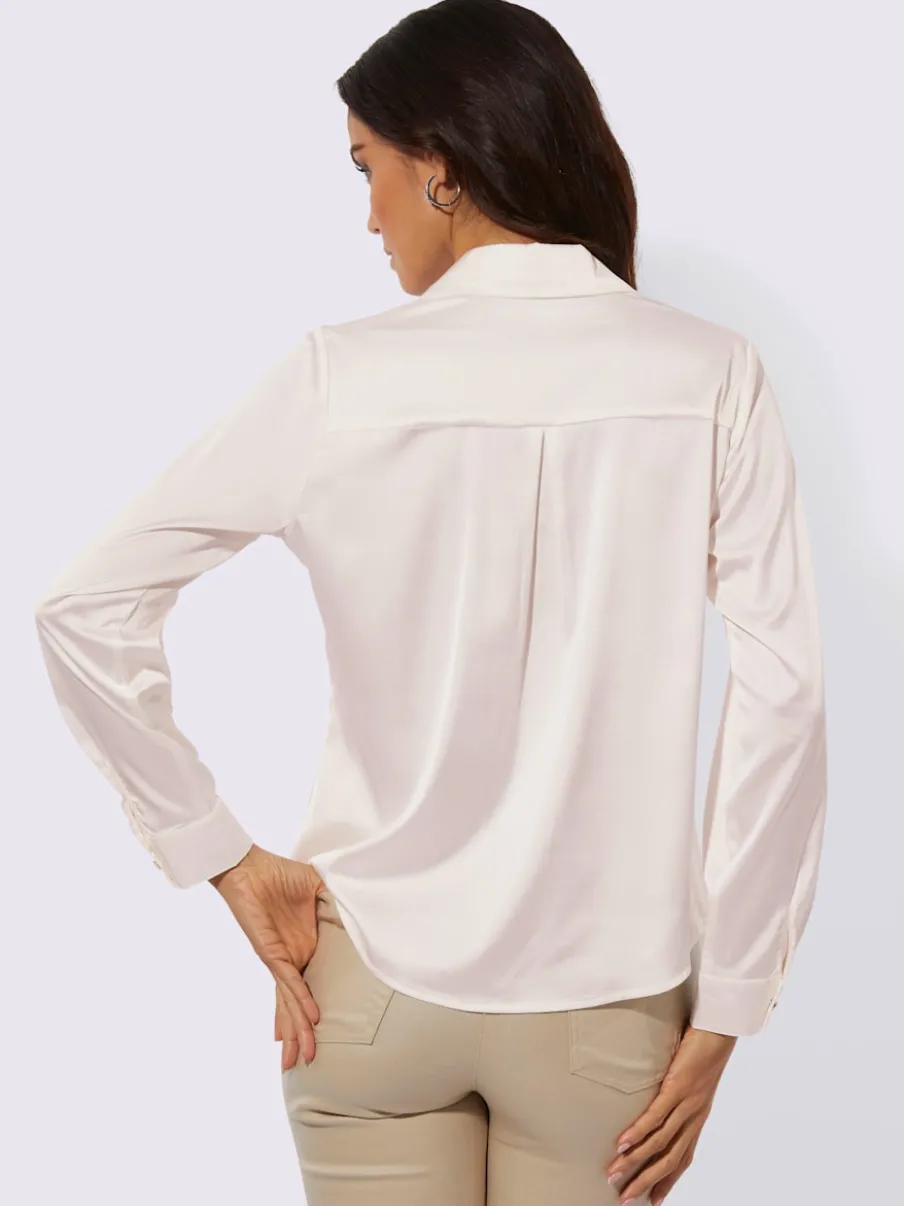 Chemisiers en satin avec col chemise et manches longues