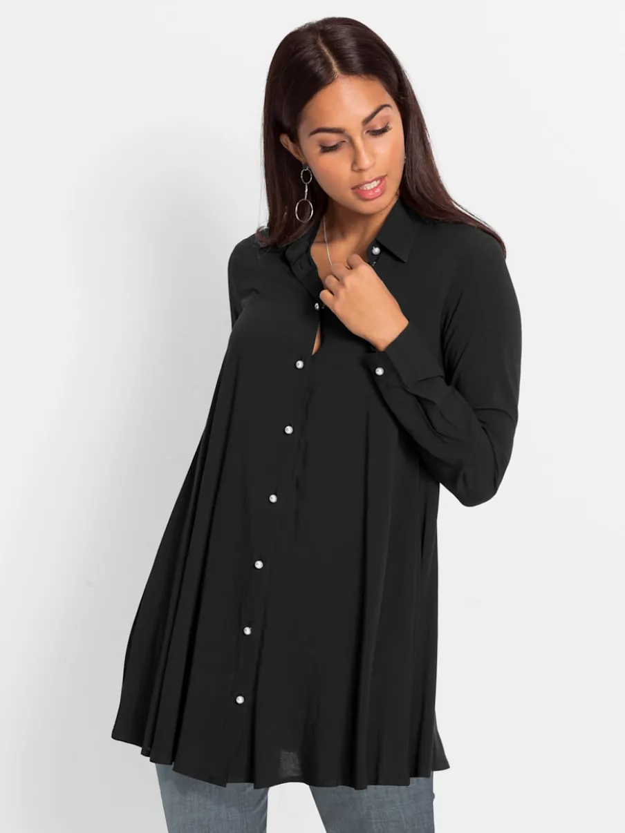 Chemisiers longs à col chemise avec boutons nacre