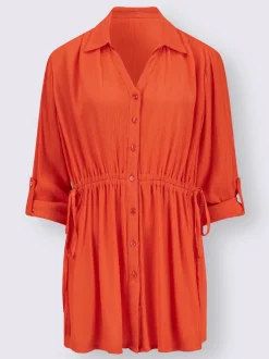 Chemisiers longs à col chemise avec poignets retroussables