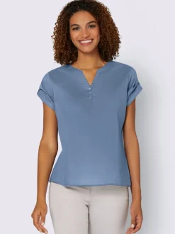 Chemisiers à manches courtes en pur coton avec détails raffinés