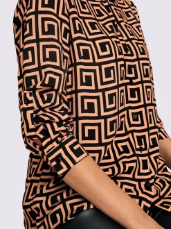 Chemisiers à motifs graphiques avec col chemise boutonné
