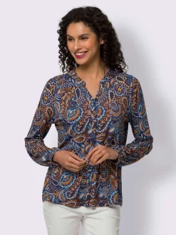Chemisiers à motifs paisley avec encolure V et manches longues