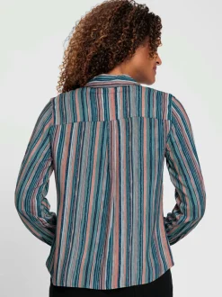 Chemisiers rayés à col chemise et manches retroussables
