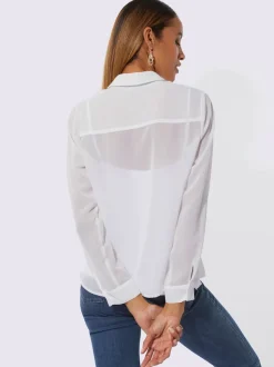 Chemisier vaporeux Georgette avec col chemise et lavallière en polyester recyclé