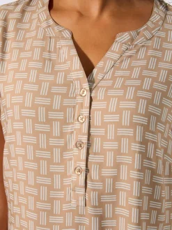 Chemisier Viscose imprimé à col V ouvert et manches courtes