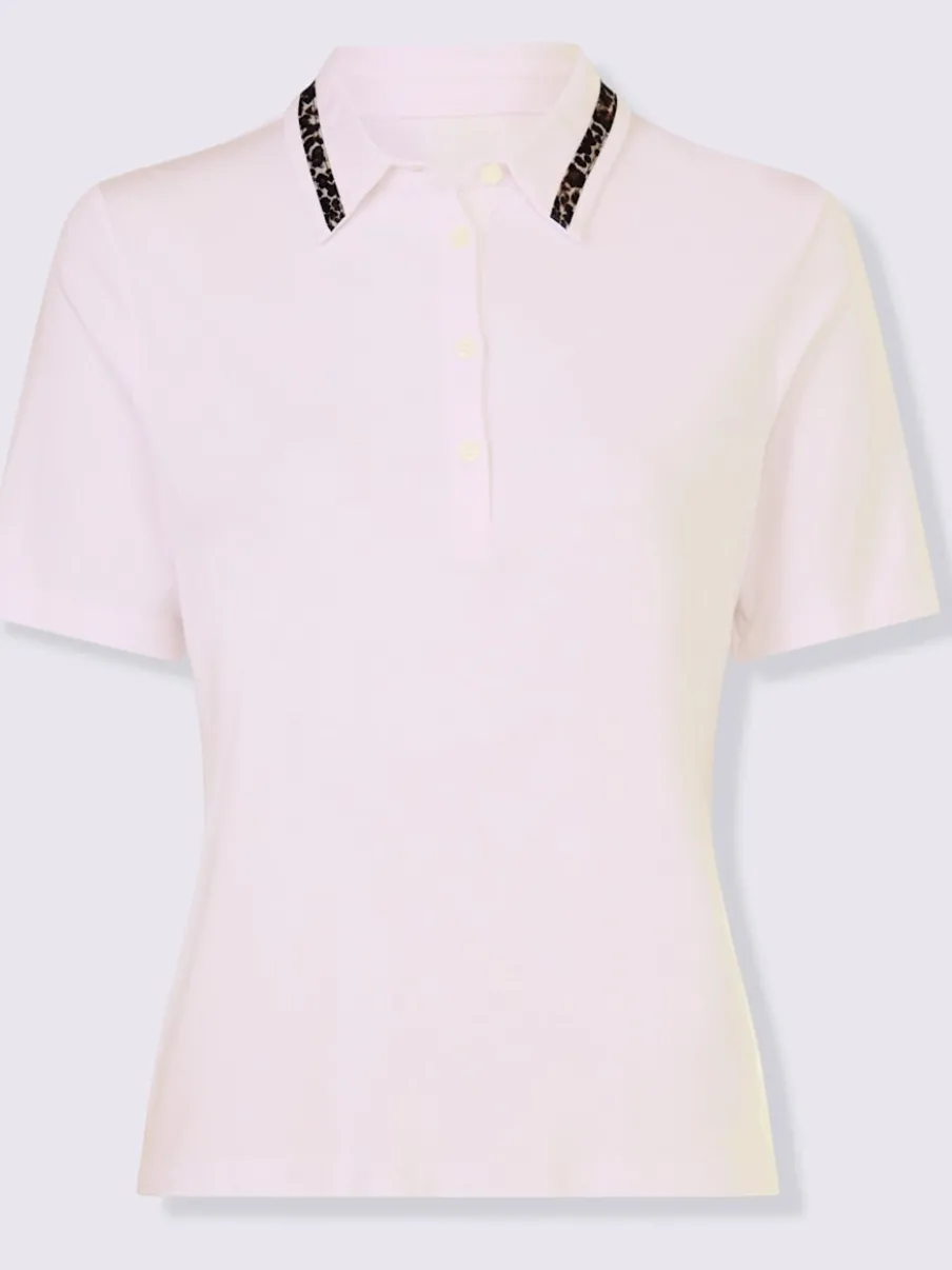 Col polo classique avec motifs léopard et patte courte