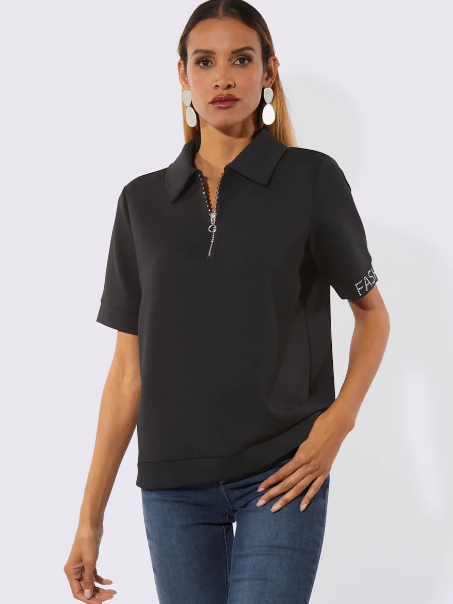 Col polo sportif manches courtes sweatshirt interlock modal doux